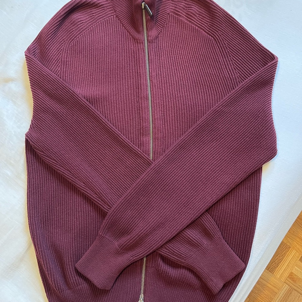 Club Monaco Men's Zip-Up Sweater - Burgundy